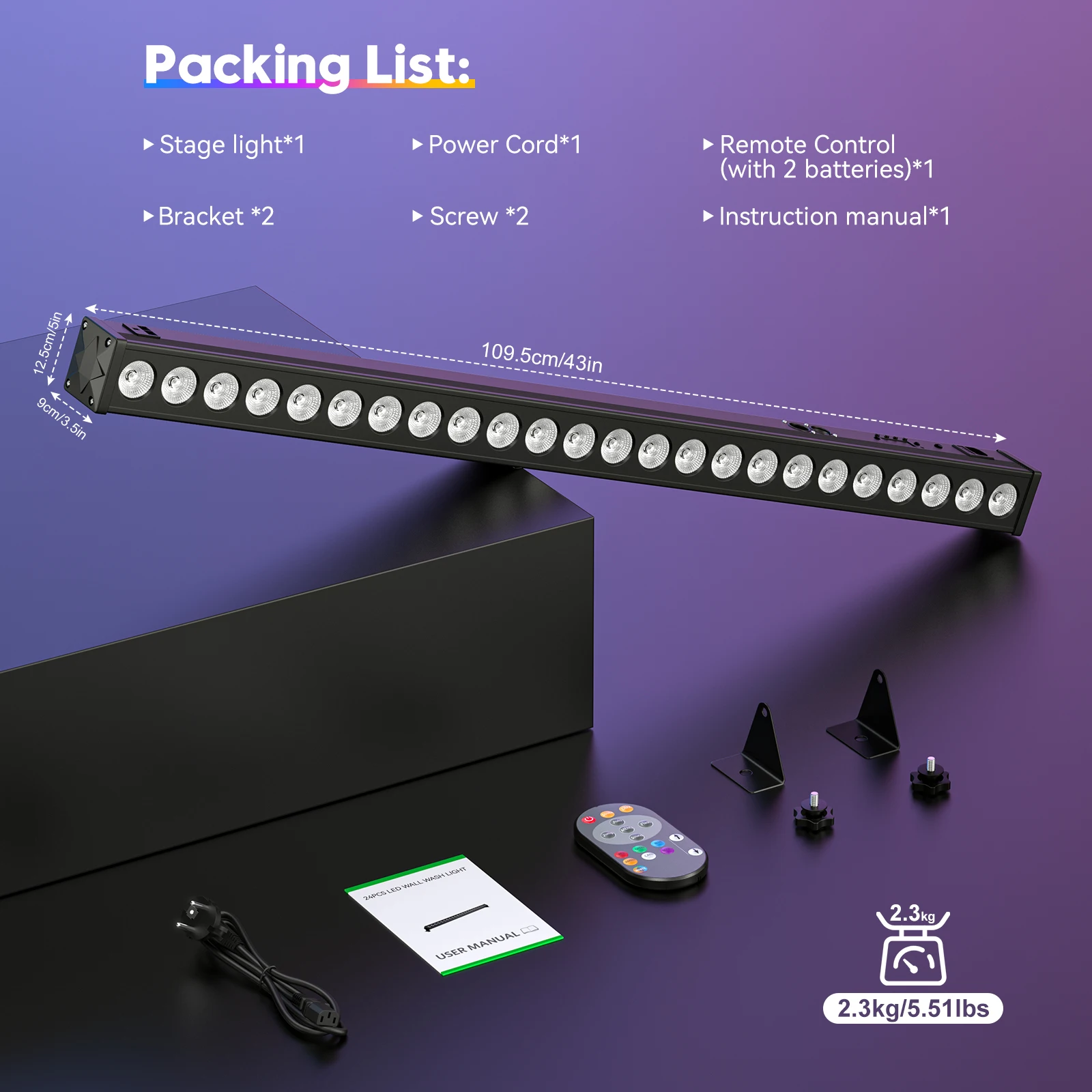 U'King 4 قطعة 60 واط جدار غسل ضوء بار 24X3 واط RGB المصابيح سرادق المرحلة ضوء بار DMX لحفل الزفاف DJ نادي ليلي KTV الحفل #6