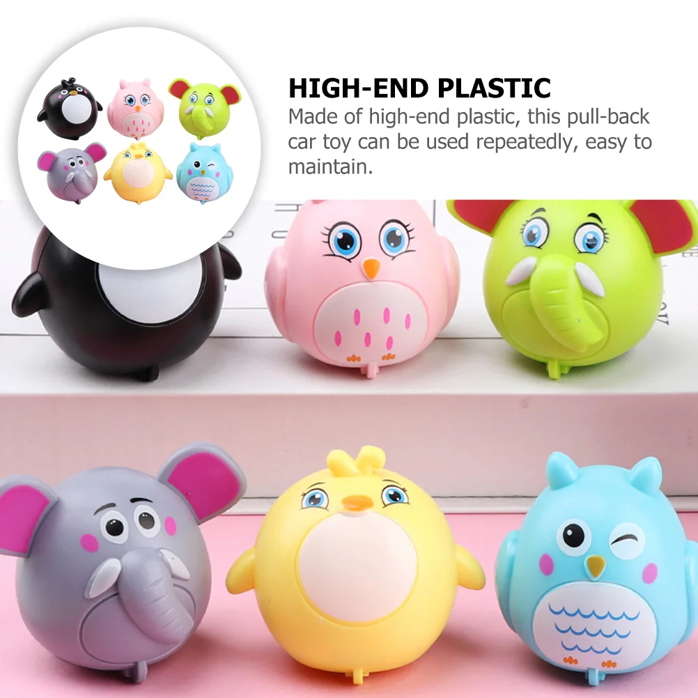 6 Pcs Cars Animal Toy Push for Toddlers 1-3 Cartoon Pull Back Kids Small Friction Powered Baby