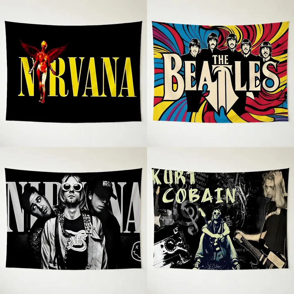 Band Grunge Rock Nirvana Tapestry Washable Soft Daily Wall Hanging Decor for Living Home Room Bedroom
