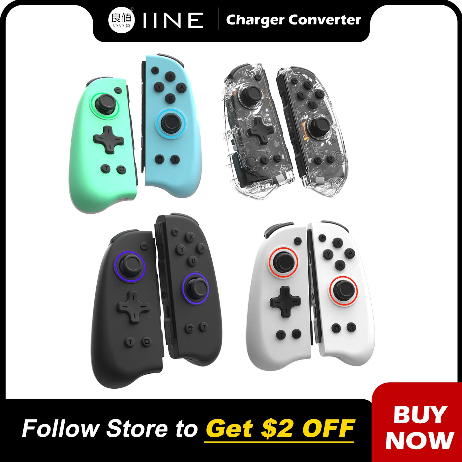 IINE Genius Joypad Auto Fire Wake Up Function Compatible Nintendo Swtich/Lite/OLED