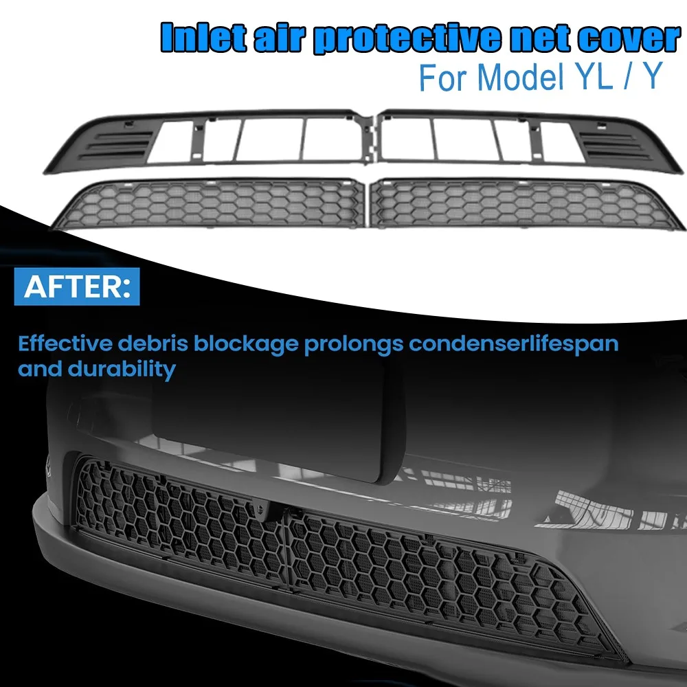 Washable Detachable Air Intake Bug Screen Water Guard for Tesla Y/ YL/ 3 Quick Release Button Car Accessory