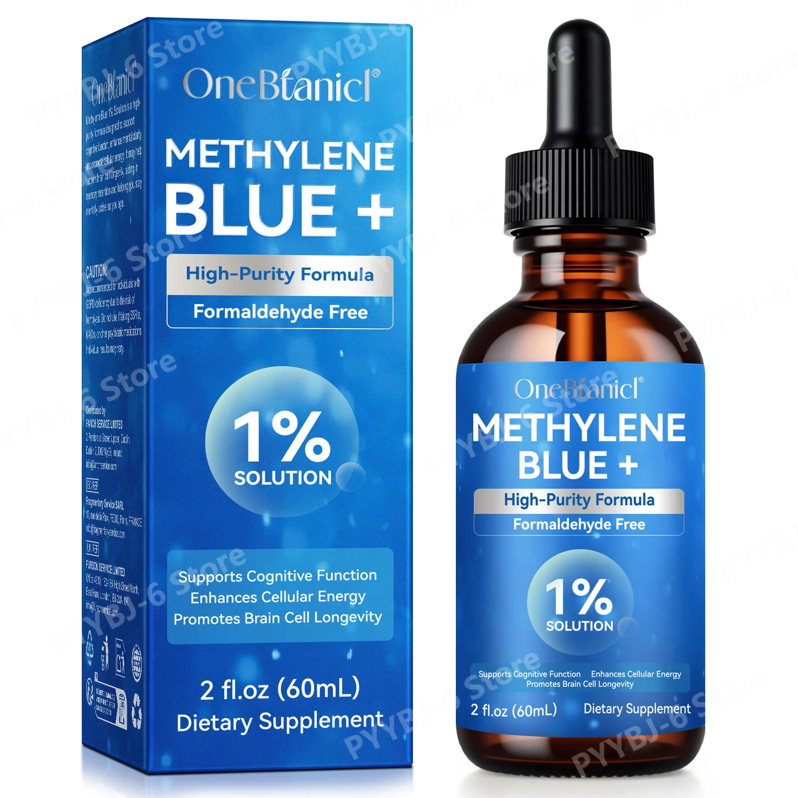 OneBtanicl Methylene Blue + Vitamin C Liquid 60ml Supports Cognitive Function Enhances Cellular Energy 60 Servings