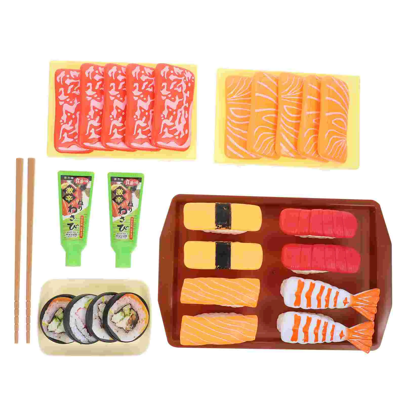 

37 Pcs Japanese Sushi Pretend Play Children's Toys House Food Barbecue Simulation Kitchen Plastic