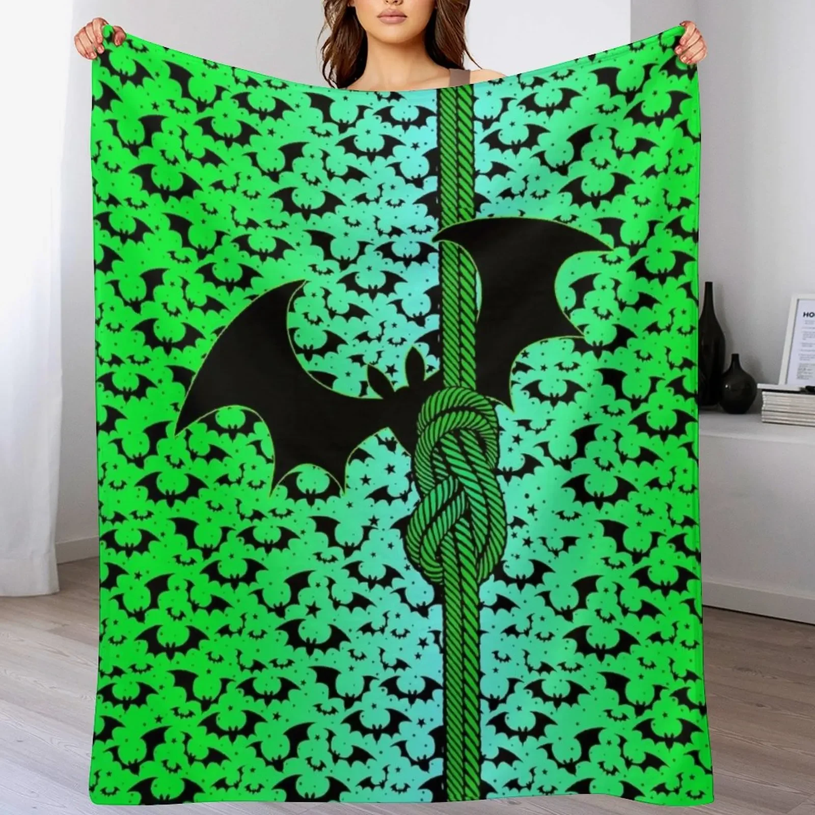 

Bat and Rope Knot Neon Green - Climbing Throw Blanket Warm Comfortable Blanket for Office Napping