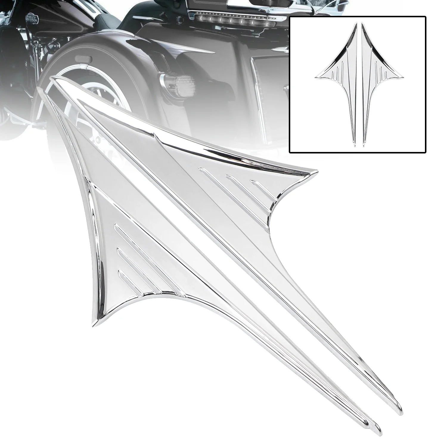 Motorcycle Chrome For Harley Rear Left Right Trunk Side Accents Trim Tri Street Glide Ultra FLHTCUTG Trike FLHXXX