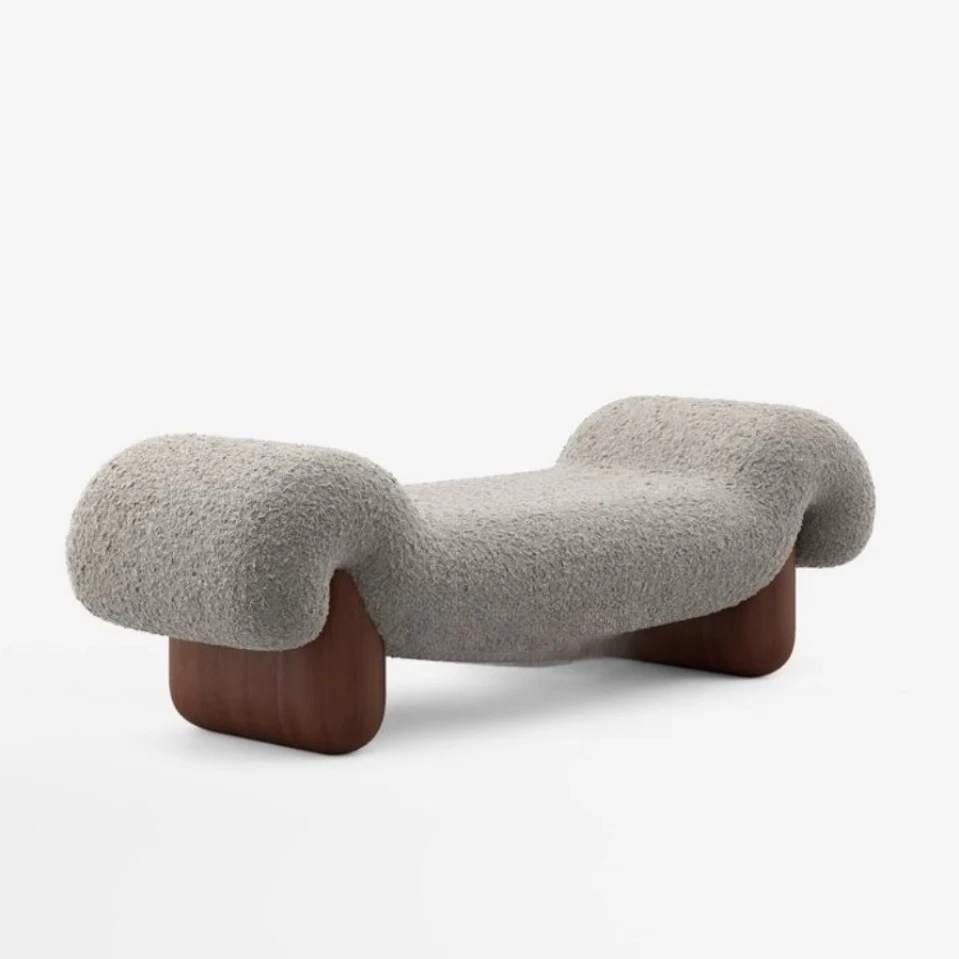 

Medieval retro and simple, solid wood creativity, fabric sofa stool, shoe changing stool
