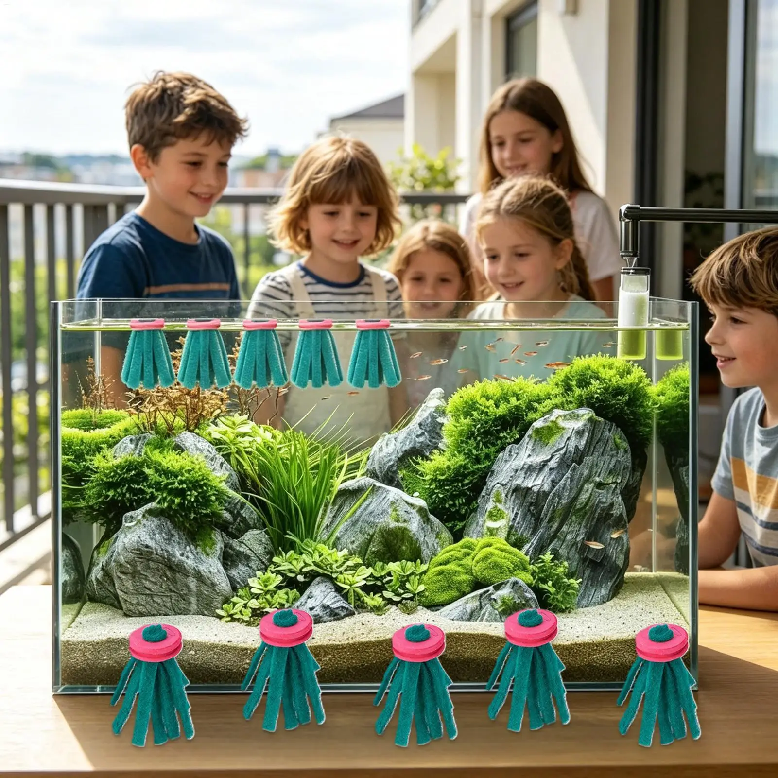 10 Stück Aquarium-Legenetz, dekorativer schwimmender Eiersammler, Grasversteck für Betta-Frauen zum Ausruhen, Füttern und Schutz – Detail 8