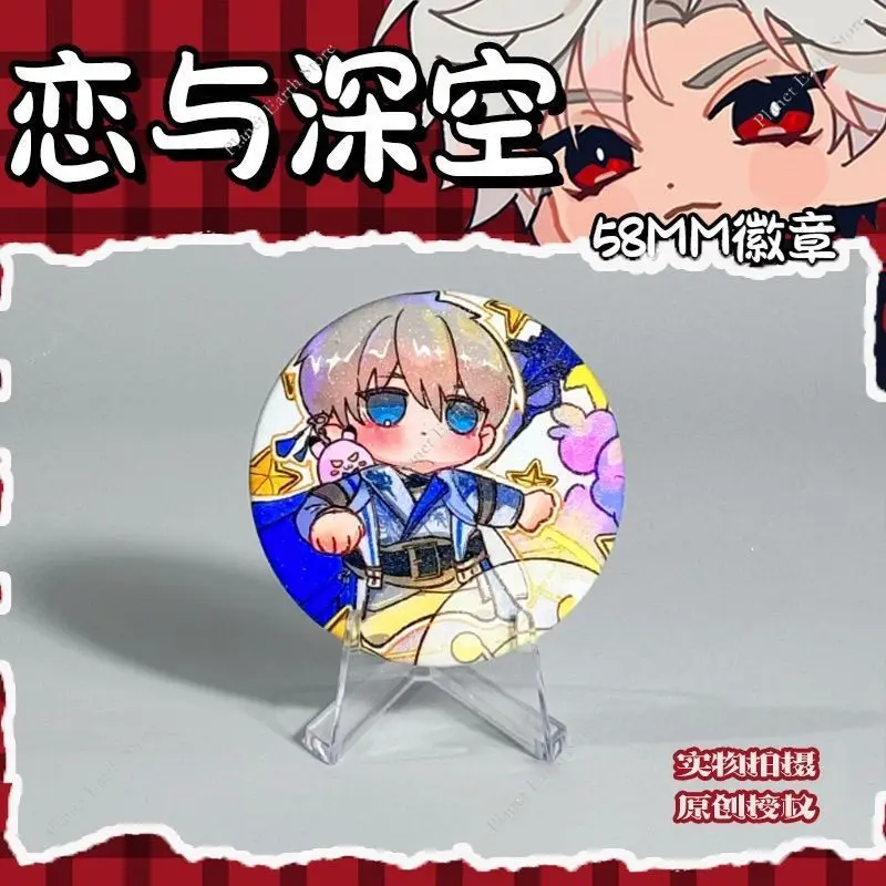 Chaud 58MM jeu amour et espace profond Sylus Rafayel Zayne Xavier Caleb Anime Badge emblème broche dessin animé sac à dos breloques Fans cadeaux