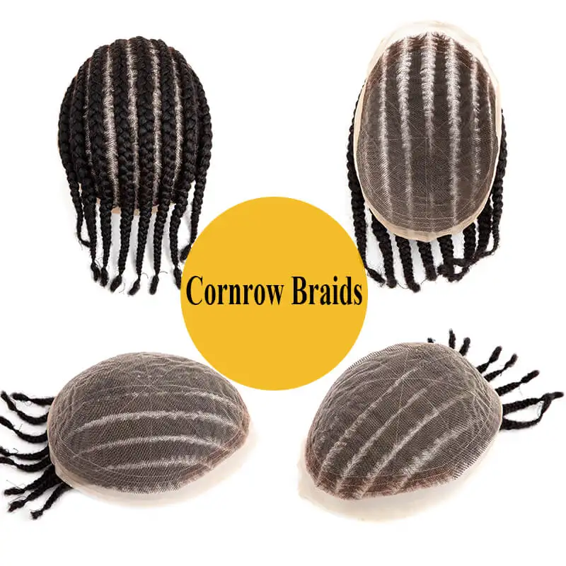 8 Cornrow Braids Toupee For Men Women and Kids,Men\'s capillary prothesis 6\