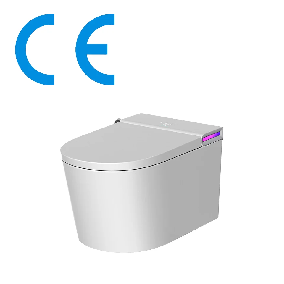 CE Watermark Eco Wall Hung Built-in Water Tank Voice Control Automatic Bathroom Smart Toilet