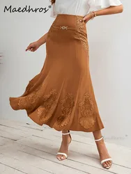 Saia longa feminina, saia de cintura alta, saia maxi vintage de luxo, top de costura líquido, festa noturna, elegante