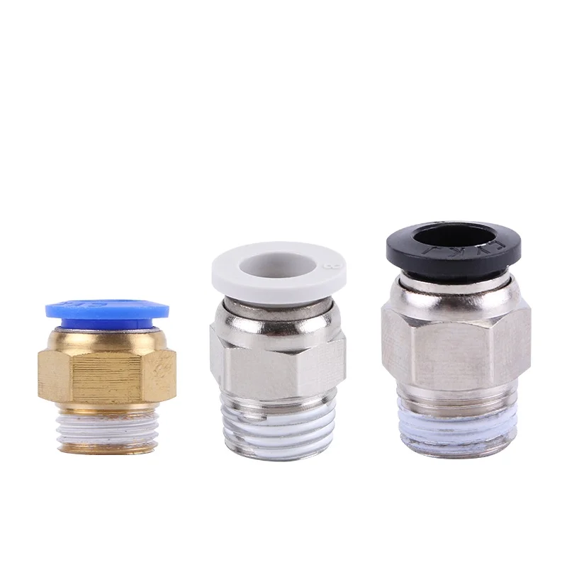 

One Touch Fitting PC Brass Connector Air Pneumatic Quick Release M5 1/8 1/4" PT Thread 3/8 1/2 4mm 8mm 10 Male Push in Joint