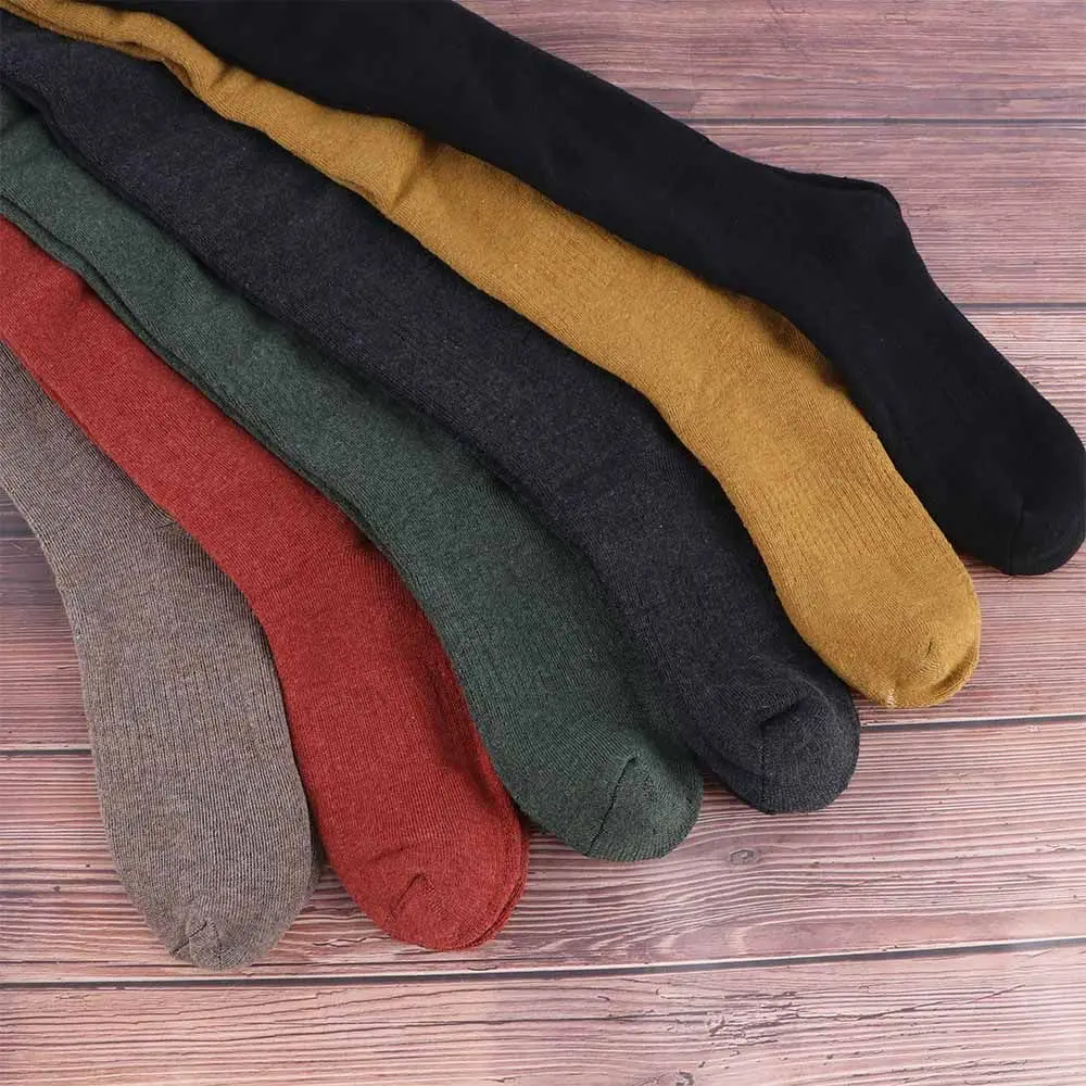 

Теплые эластичные хлопковые сапоги, утепленные шерстяные гольфы выше колена, однотонные чулки JK, женские длинные чулки