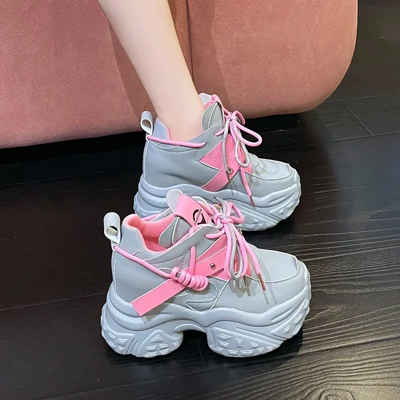 10 سنتيمتر الكعوب منصة أحذية رياضية موضة سميكة وحيد حذاء كاجوال للنساء تنفس الراحة المرأة أحذية رياضية مكتنزة Zapatos Mujer #5