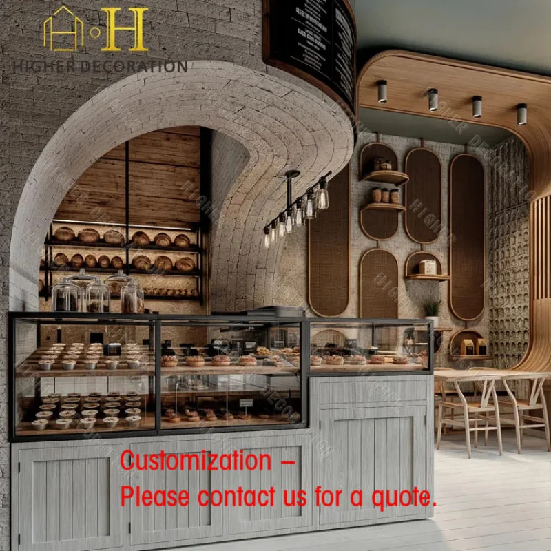 custom.Commercial Bakery Furniture Custom Durable Bread Display Cabinet Wood Bakery Display Counter Bakery Display Sho