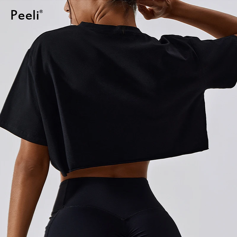 Short Sleeve Gym Crop Top Casual Yoga Tops Women Dance Sports Running Clothes Fitness Crop Top Loose Gym T Shirts Workout Shirts