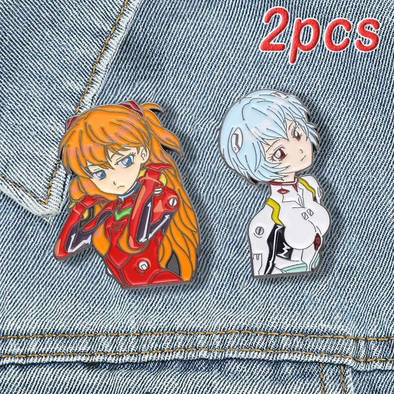 

Anime Evangelion Eva Enamel Pins Ayanami Rei Asuka Langley Soryu Japanese Animation Figure Metal Backpack Pin Badge Jewelry