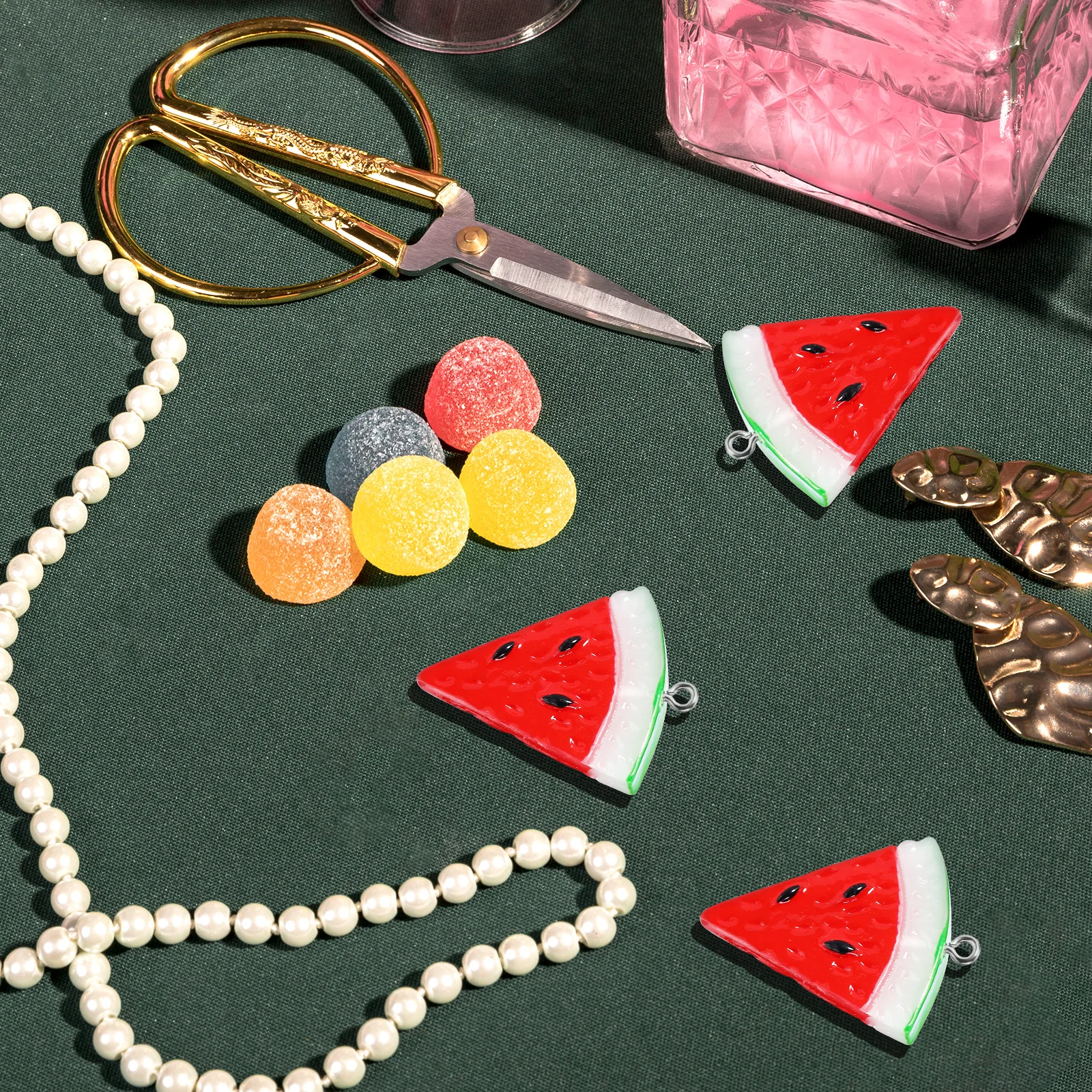

20Pcs Mini Watermelon Resin Charms Realistic Fruit Pendants DIY Jewelry Making Earrings Bracelets Necklace Accessories