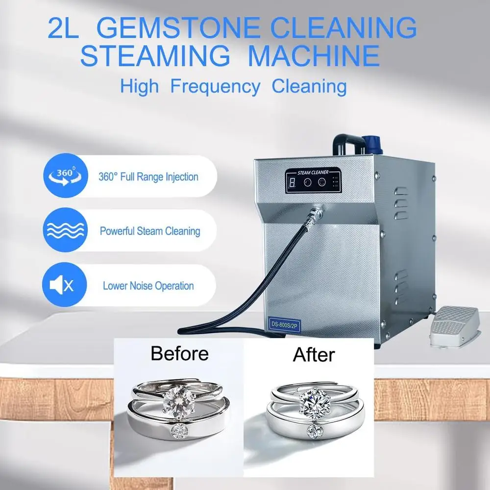 Professional Jewelry Steam Cleaner 1200W 2L High Pressure Efficient Watch Ring Cleaner with Adjustable Nozzles Automatic