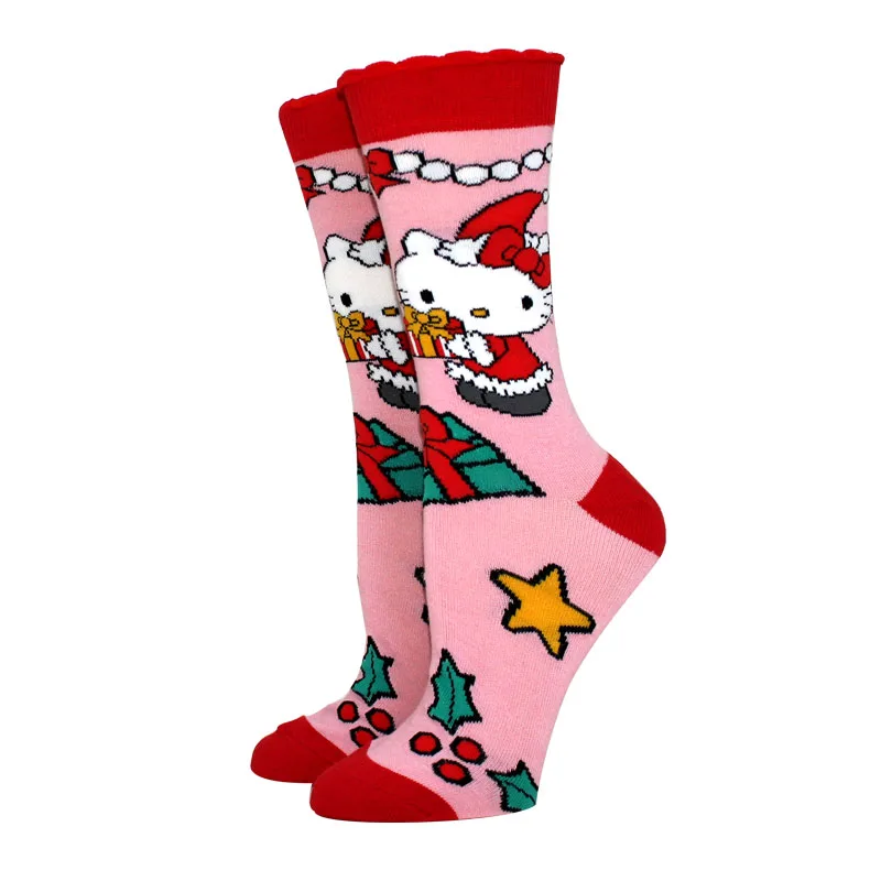 3 pares anime feminino sokcs moda meias japonesas kawaii bonito meias longas dos desenhos animados feliz engraçado meias de malha padrão gato meias macias