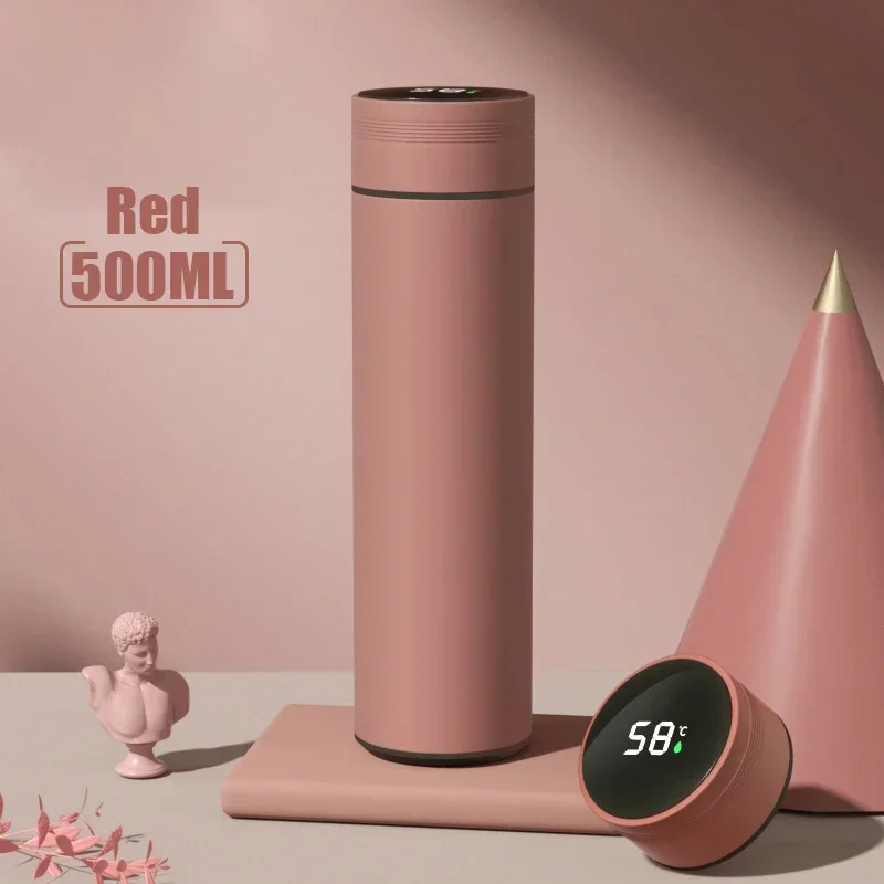 500ML Temperatuur Display Thermos Cup Roestvrij Staal Verdeeld Thermosfles Outdoor Vacuüm Geïsoleerde Cup Vaderdag Cadeau