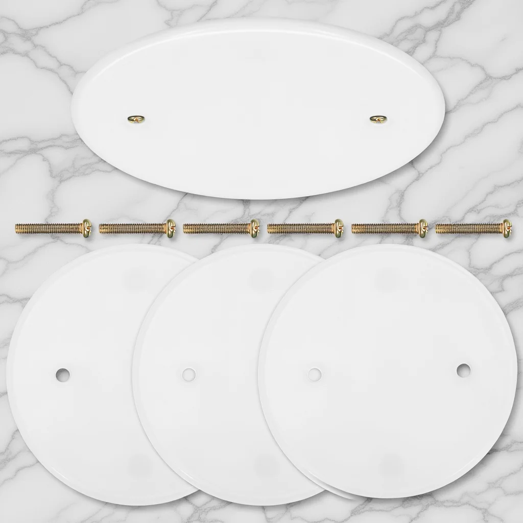 

4 Pcs Blank-up Cover Plate for Ceiling and Wall Outlets Round Plastic Electrical Hole Cover Flat Panel Cap