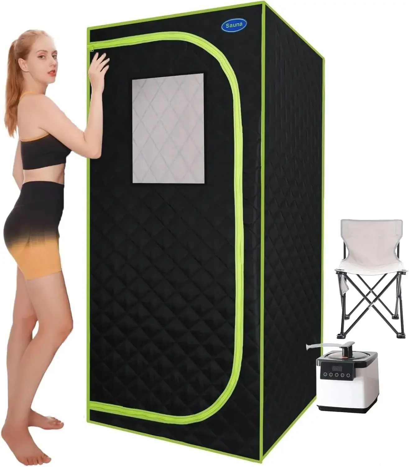 Portable Plus Type Full Size Steam Sauna tent Spa, Detox at home Stainless Steel Pipes Connector Easy to Install