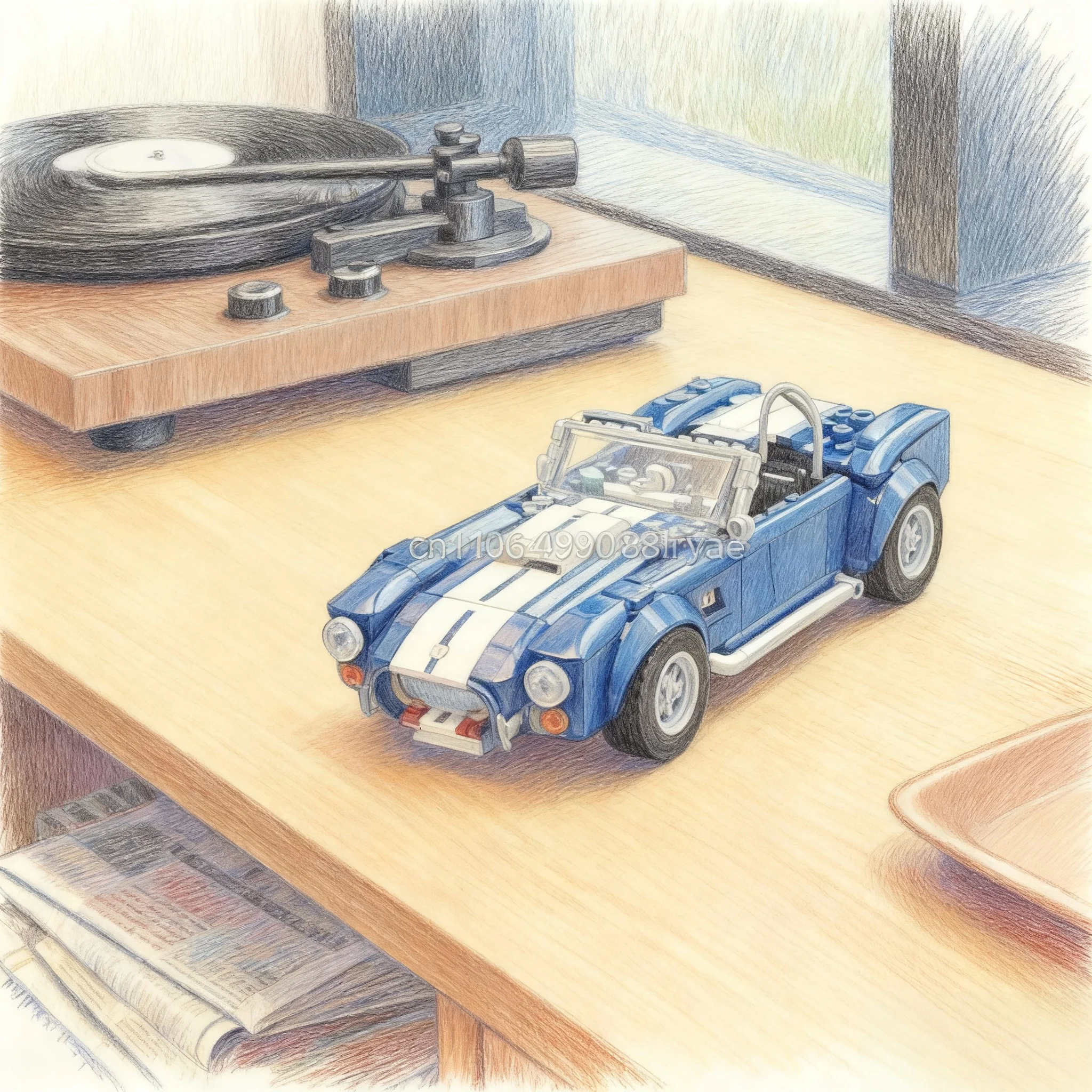 

Ретро сине-белые офисные украшения для спортивных автомобилей, подарки для детей и взрослых, предметы коллекционирования, рождественские украшения, строительные блоки