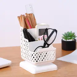 New Office Organizer Desktop Pen Storage Box Pencil Brush Pot Pen Holder Makeup Brush Plastic Container Sundries Desk Organizer