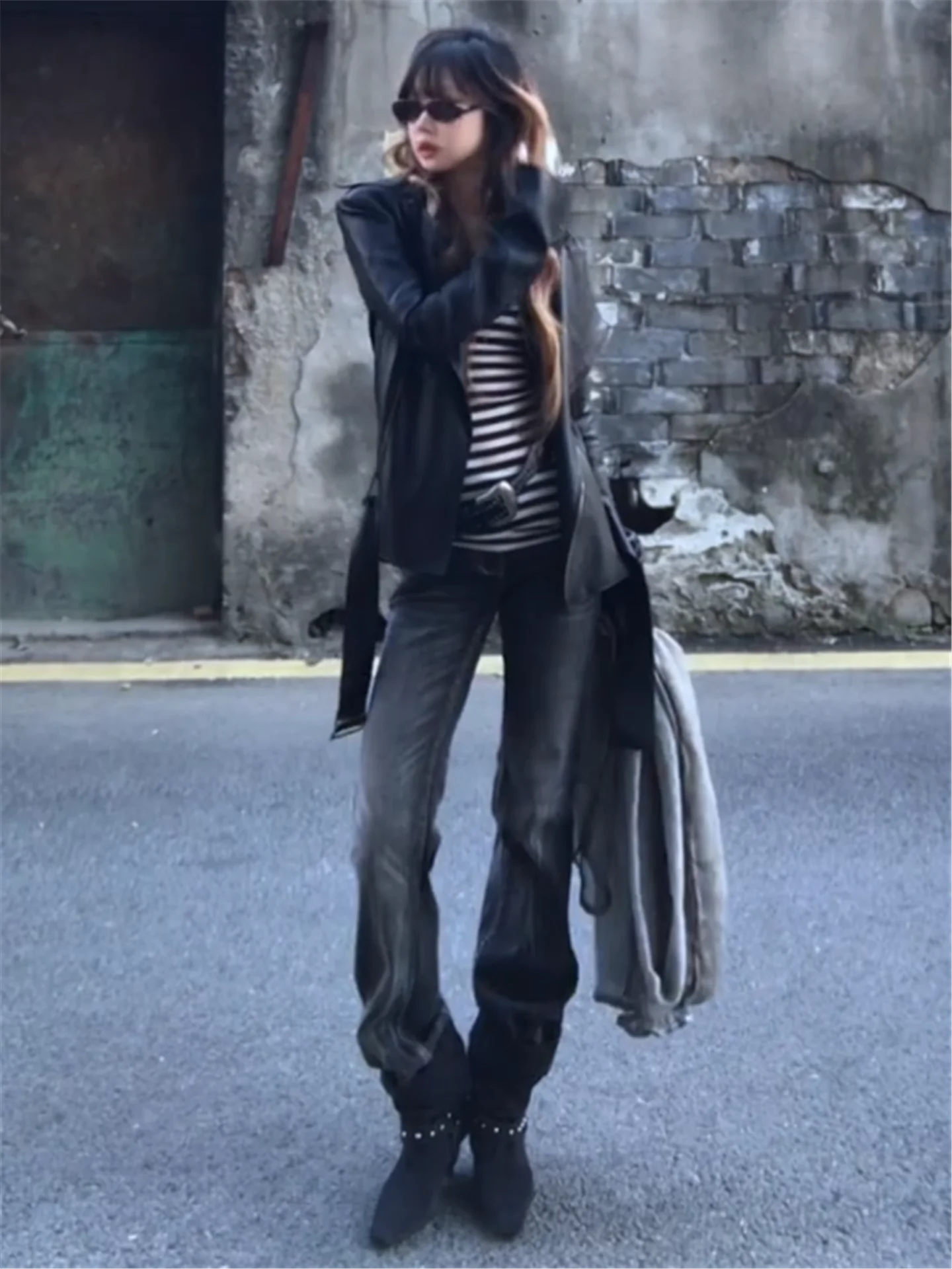 

Retro American Low Waist Bell Bottom Jeans Women's Autumn Winter Slimming Long Design High Waist Jeans Flared Pants