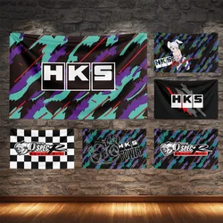 HKS Car Flag Polyester Digital Printing Cars Flagge Banner For Decoration