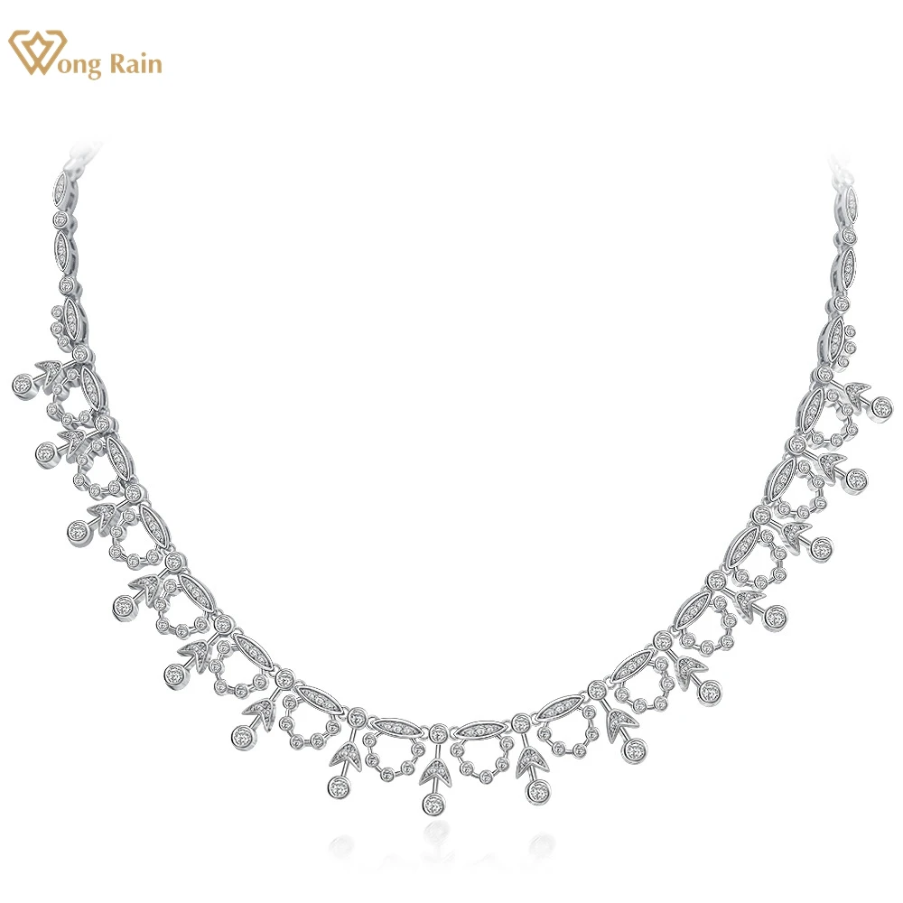 

Wong Rain Luxury 925 Sterling Silver Lab Sapphire Gemstone Romantic Women Lace Necklace Pendant Wedding Engagement Fine Jewelry