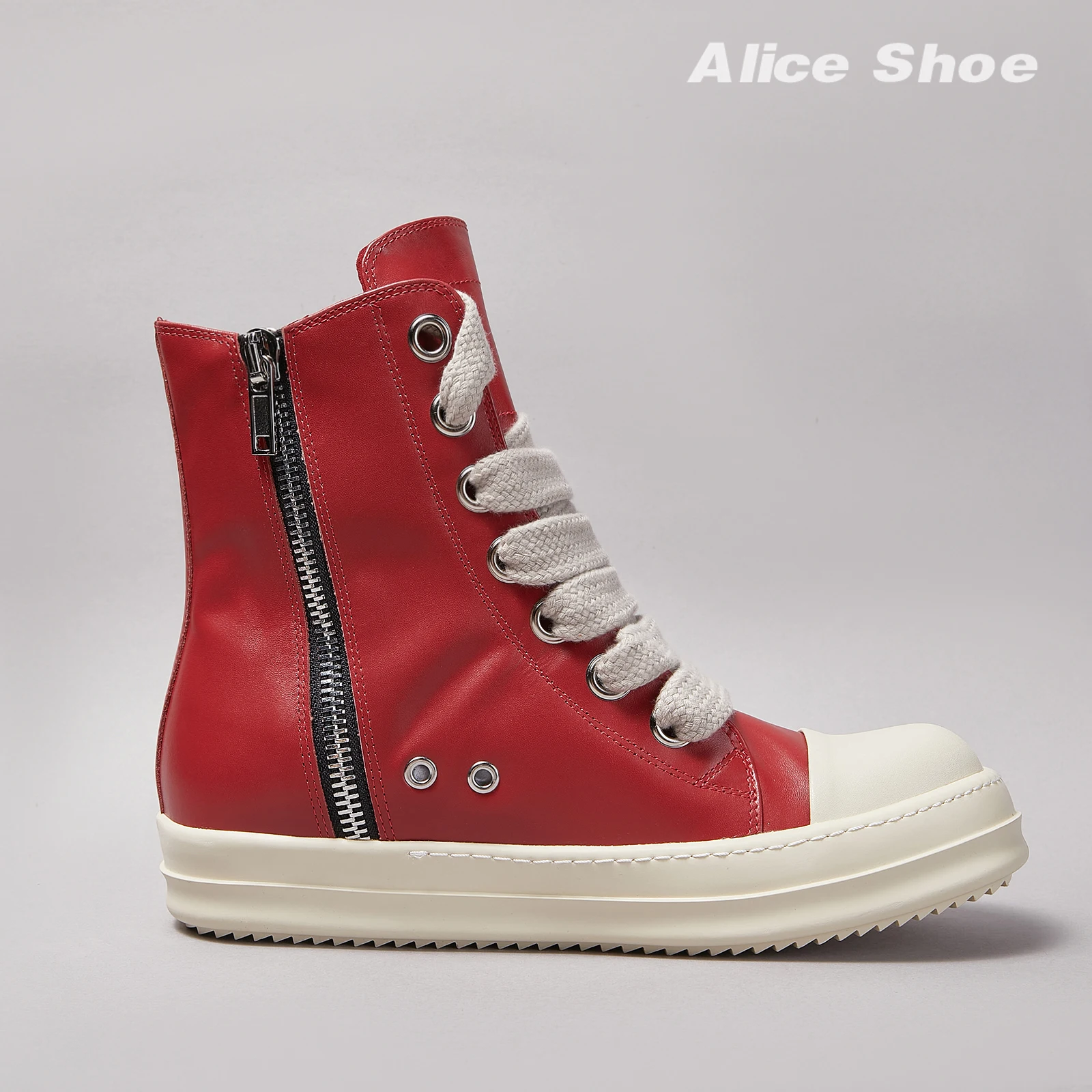 

Designer Women Ankle Boot Casual High Top Men Sneaker Quality Red Jumbo Lace-up Leather icks Luxury Zipper ow-en Street Trainer