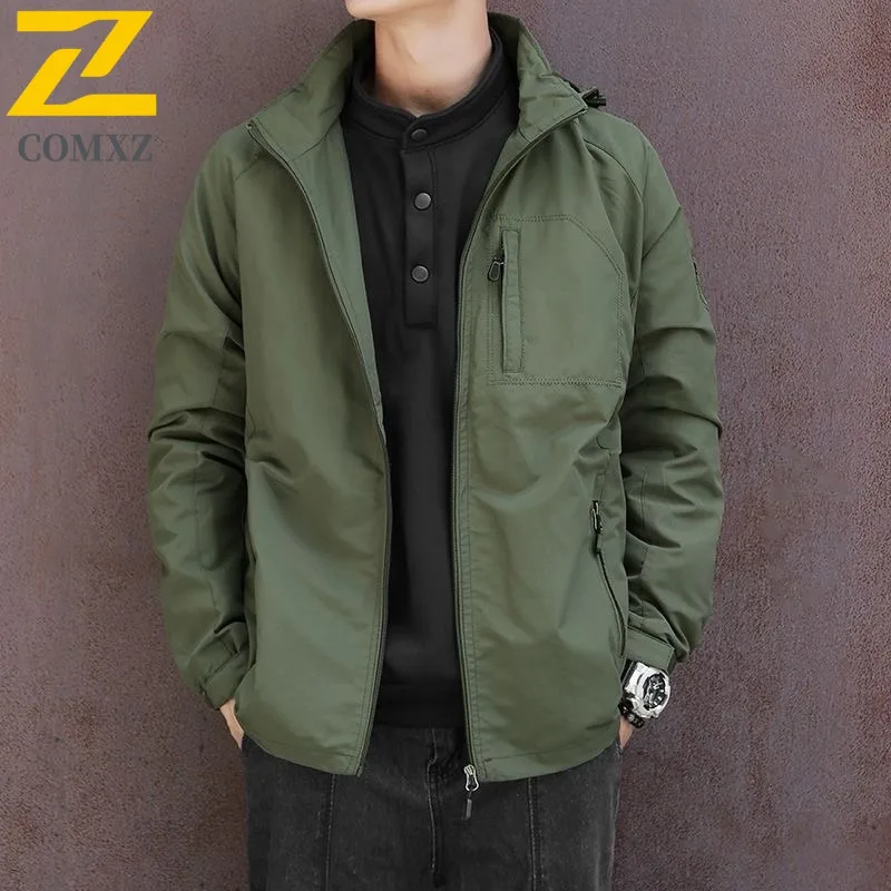 

COMXZ Men Chaqueta Minimalist Stand Collar Windproof Outdoor Running Fly Fishing Hunting Lightweight Outerwear Loose Arcteryx