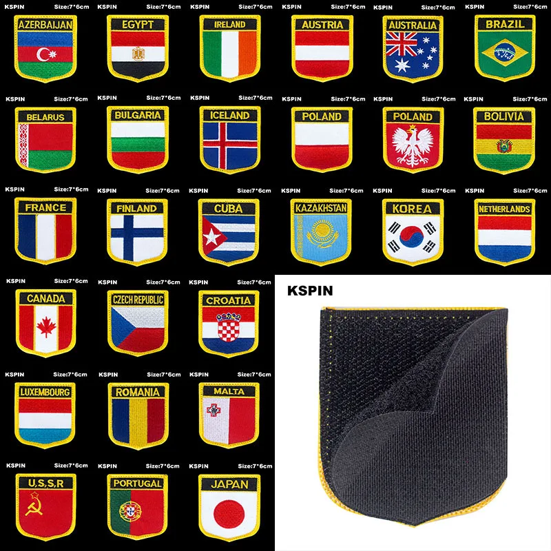 Hook Loop FLag Patch Embroidered Armband Stickers 3D Tactical Badge for Cloth Backpack Airsoft Patches