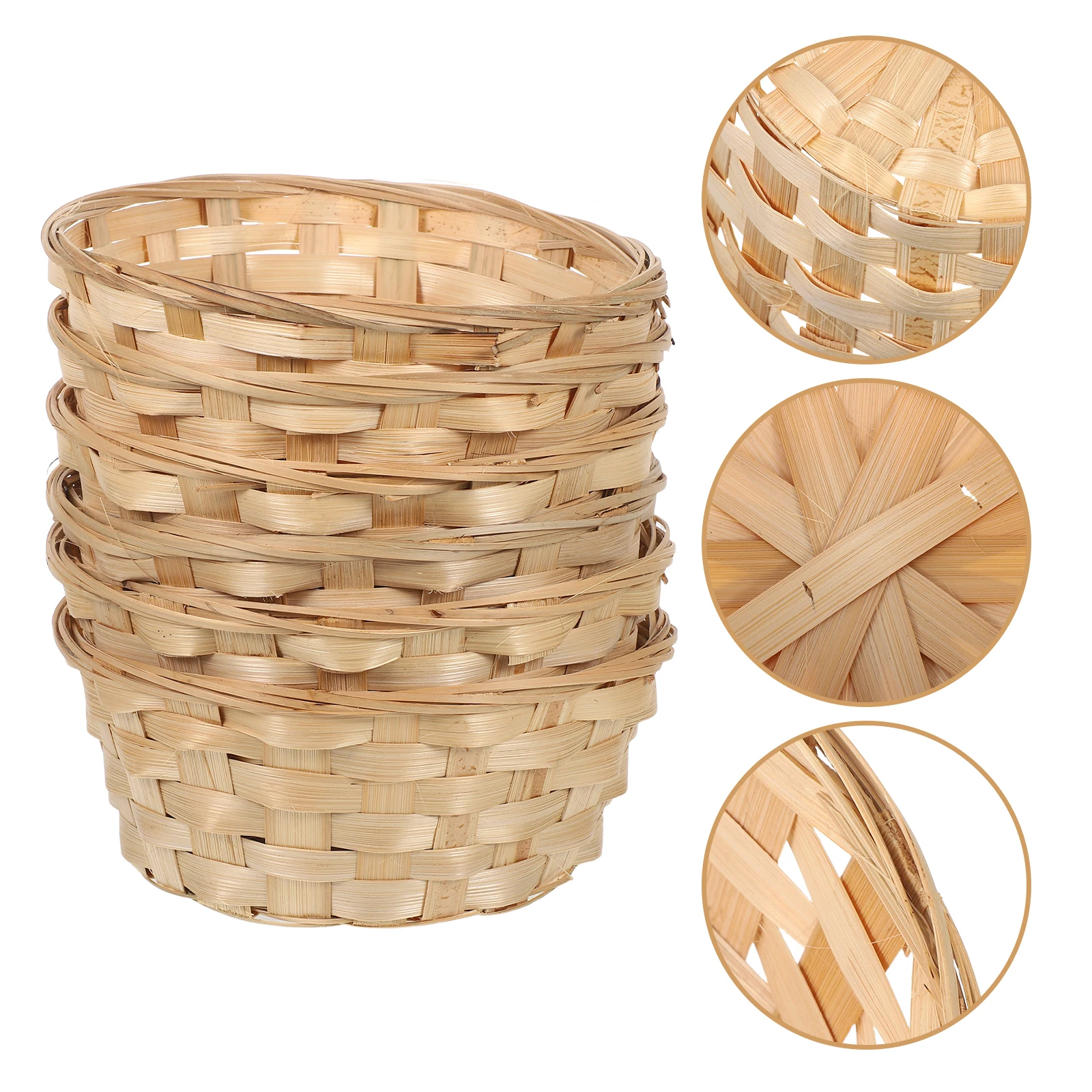 

6Pcs Bamboo Woven Fruit Basket Reusable Tray for Fruits Breads Vegetables Easy Maintenance Bread Serving Baskets Woven