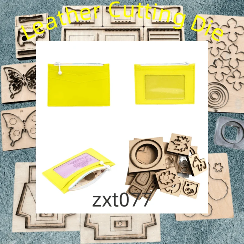 ZXT077 Die Cut Wooden Mold for Zippered Portable Leather Card Case, Hand Template DIY Leather Processing Craft Tool