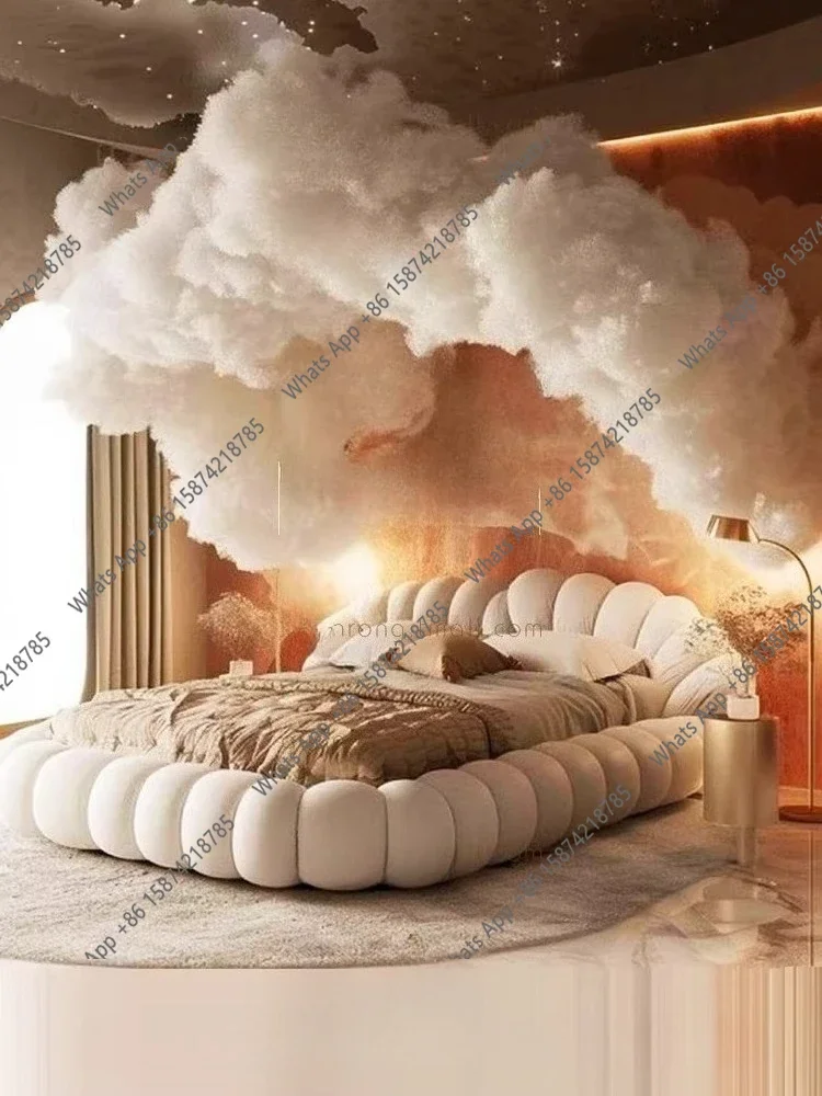 

N49 Белая кровать принцессы с облаком, пузырьковая кровать для спальни, кремовый ветер, искусство 1,8 метра, двуспальная кровать, полная мебель для спальни, роскошная мебель