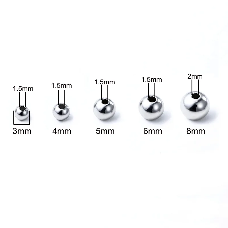 30-100pcs 3/4/6/8mm Stainless Steel Beads Rose Gold Black Loose Spacer Beads Ball Bead For Jewelry Making DIY Bracelets
