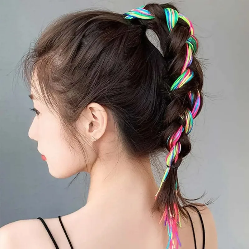 20Pcs Colorful Girls Hair Braids Rope Strands for African Braids Girls DIY 90CM Ponytail Braids Women Styling Hair Accessories