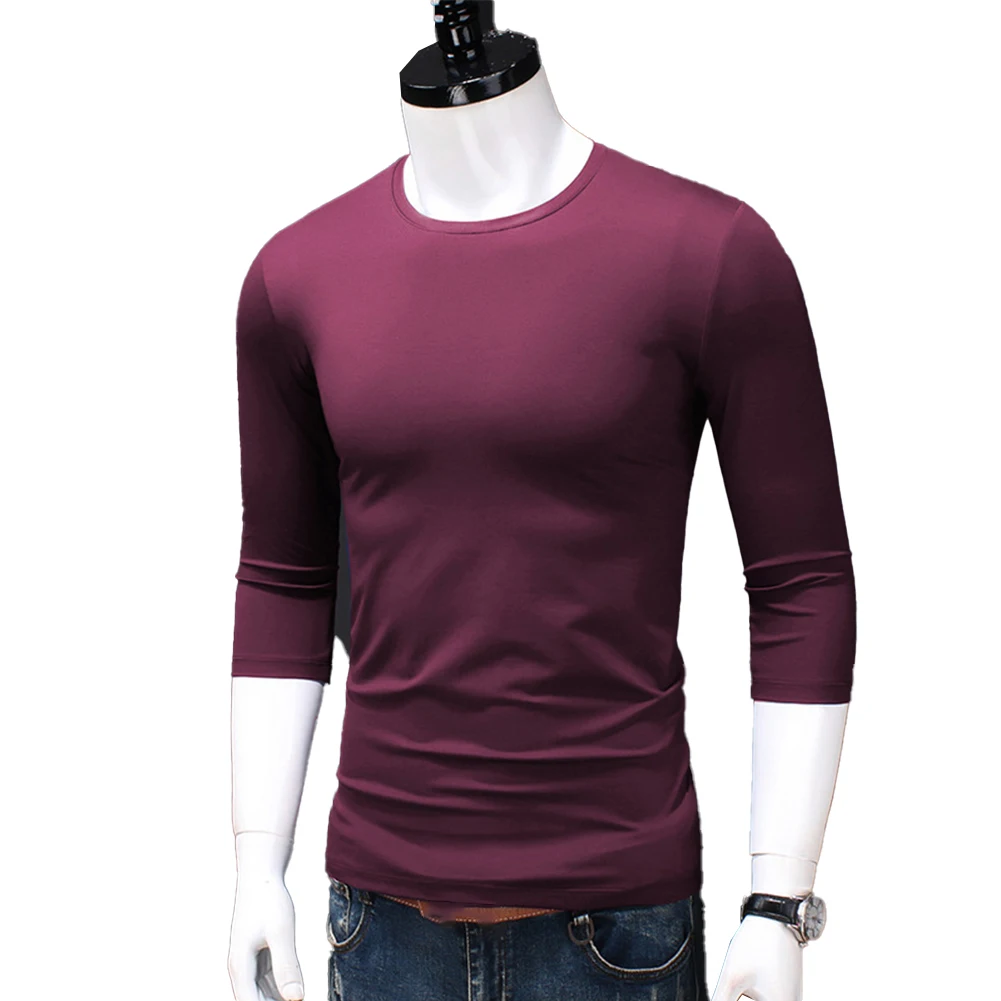 Men Autumn Thermal Underwear Tops V Neck Slim Fit T Shirt Activewear Solid Soft Tops Casual Homewear Tee Male Autumn Undershirt