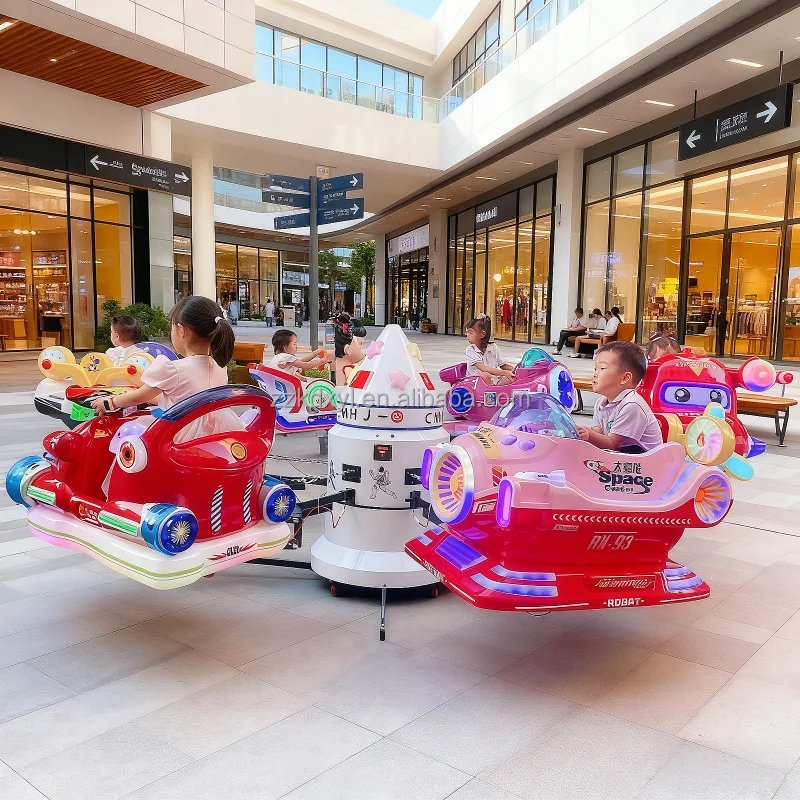 Indoor Amusement Park Rotating Lift Small Plane, Children's Electric Ride-on with Awning, Battery-powered Swing Fish Toy
