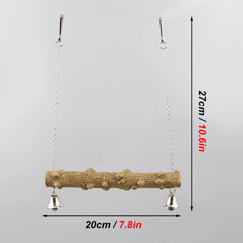 나무 앵무새 스탠드 폴 스윙 장난감, 새 호랑이 피부 발톱 연삭 부리 연삭 스탠드 폴 버드 케이지 액세서리