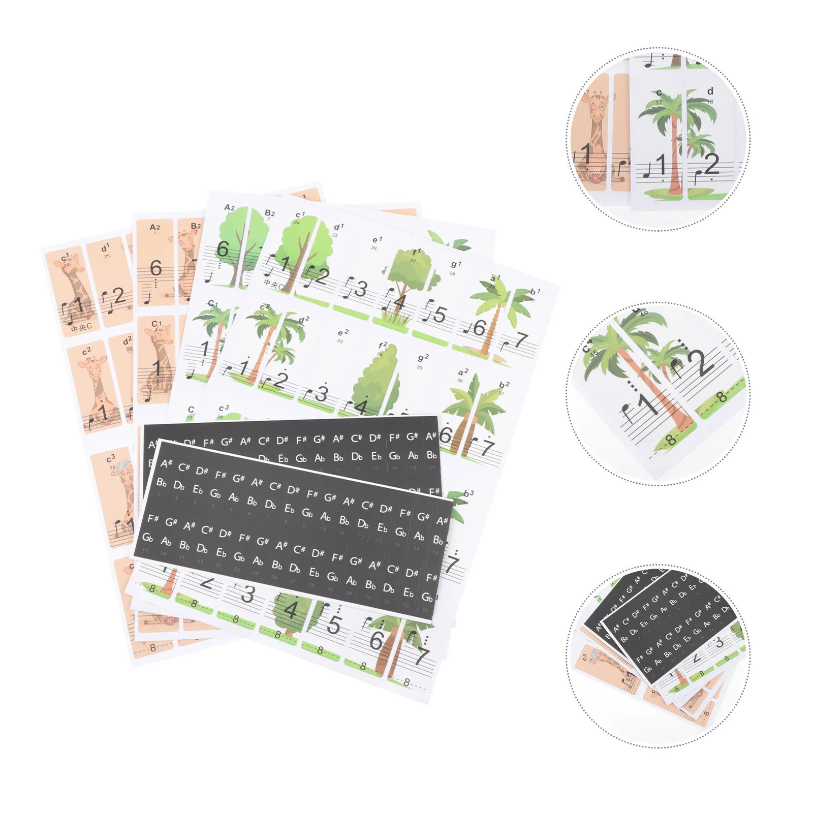 

2 Sheets Electronic Piano Sticker Keys Protective Stickers Keyboard Removable Note Labels