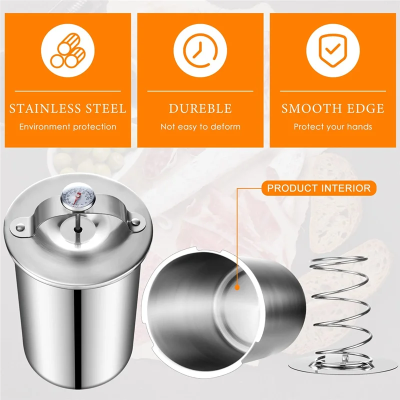 

Versatile 2 Piece Meat Press Maker Stainless Steel Ham Press Maker With Thermometer Sandwich Meat Press Bacon Ham Maker Durable