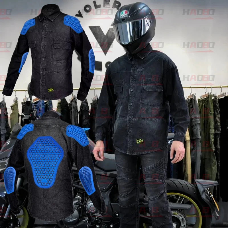 

Мотоциклетная куртка Jersay Racing с длинным рукавом, небьющаяся внедорожная куртка, рубашка, гоночный костюм, пальто с защитой спины, джинсовая куртка