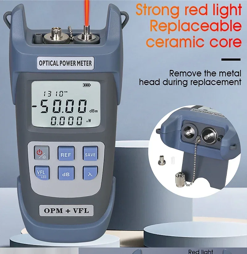 AUA-G510B 3 in 1 Fiber Optic Power Meter VFL lampu LED-50 + 26dBm Fiber Optical Tester dengan SC/FC/ST Universal Connector 1-50mw