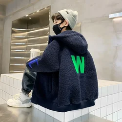 2024 Winter Warm Fashion Boy Coat Cute Hooded Jacket For Boy Hooded Parka Teenage Children Outerwear Clothing 5 6 8 9 10 12 14Yr