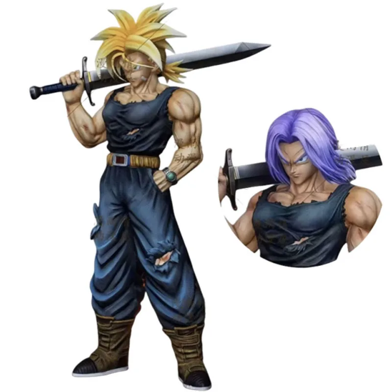 

30cm DBZ Trunks with Two Heads Model Dragon Ball Z Action Figure Super Saiyan Figuras Anime GK Statue Ornament Toys Gift for Kid