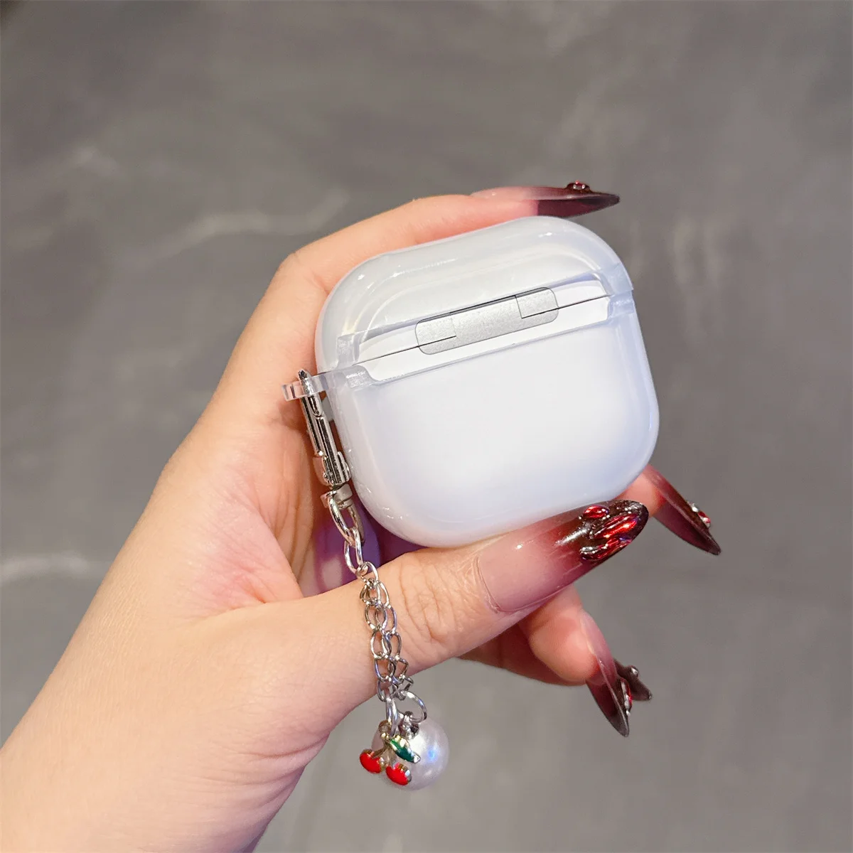 حافظة براعم أذن بتصميم كرز لؤلؤي ثلاثي الأبعاد إبداعي لطيف لأجهزة Apple Airpods Pro 2 مع سلسلة مفاتيح، غطاء سماعة الرأس لأجهزة Airpods 4 3 2 1